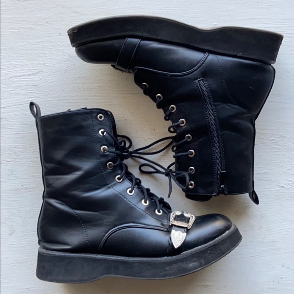Black Buckle Combat Boots